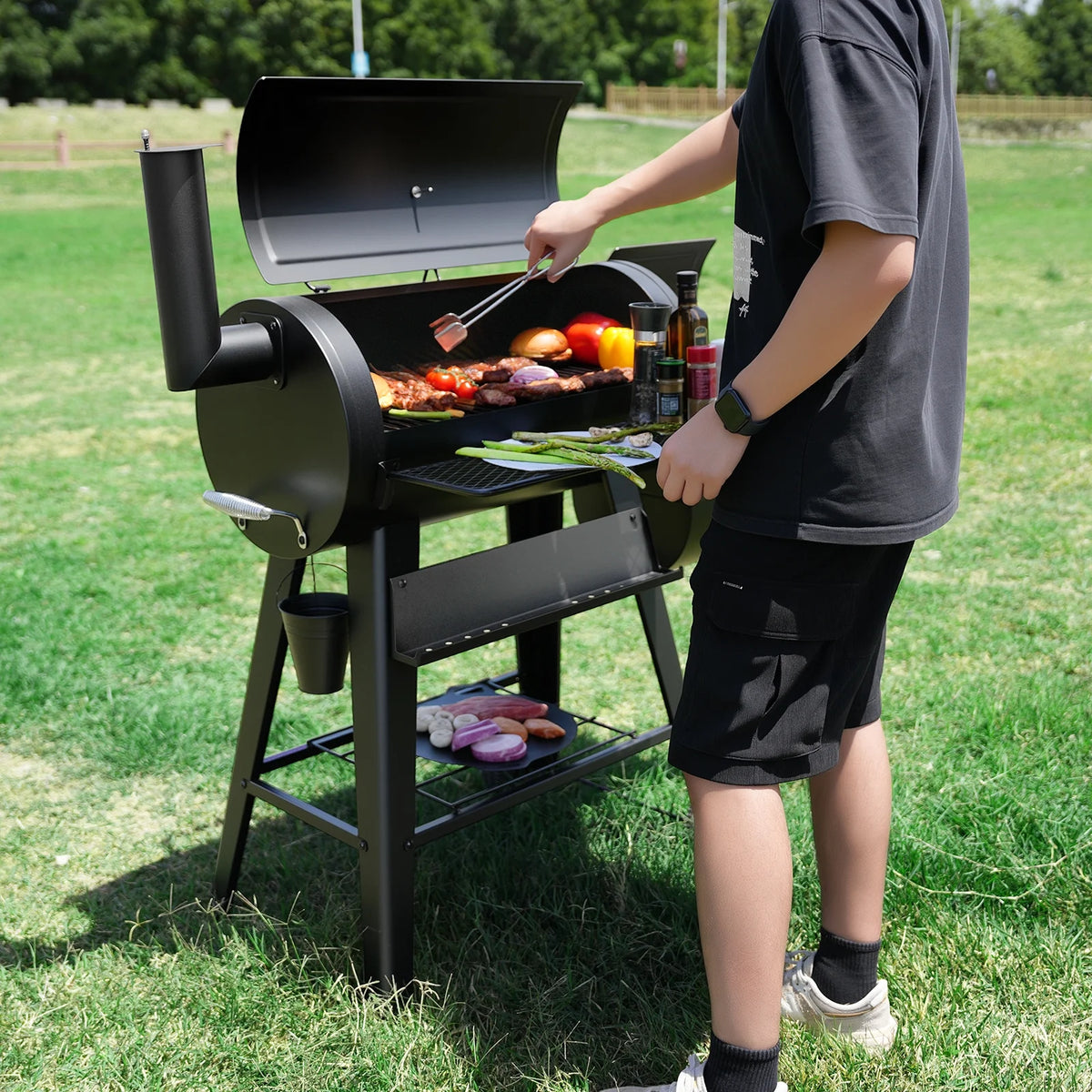 2-in-1 Offset Smoker and Charcoal Grill with 547 Sq. In. Cooking Area