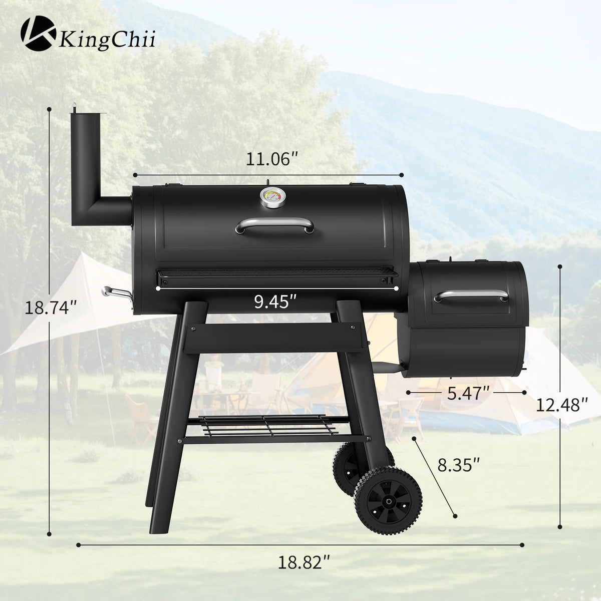 2-in-1 Offset Smoker and Charcoal Grill with 547 Sq. In. Cooking Area