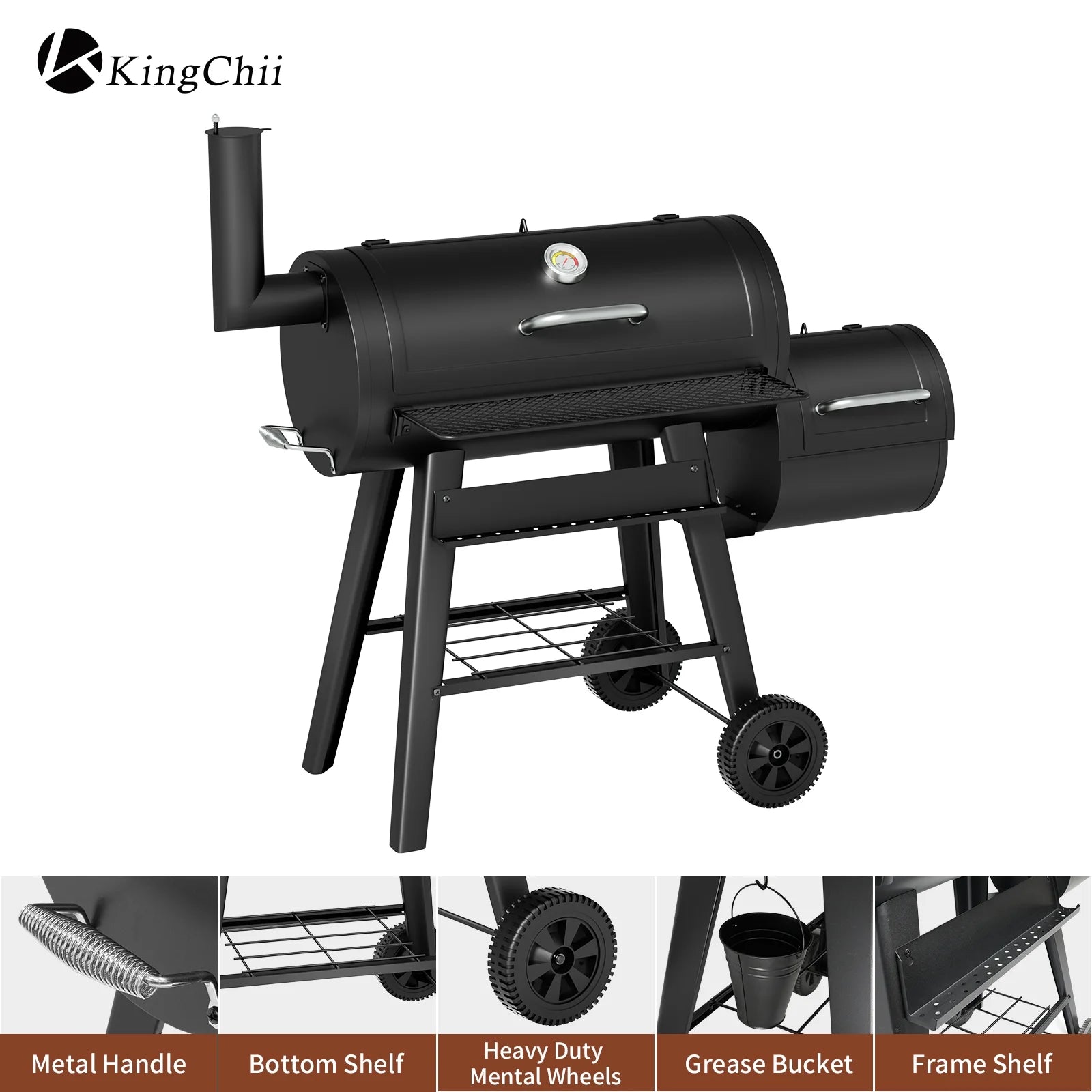 2-in-1 Offset Smoker and Charcoal Grill with 547 Sq. In. Cooking Area