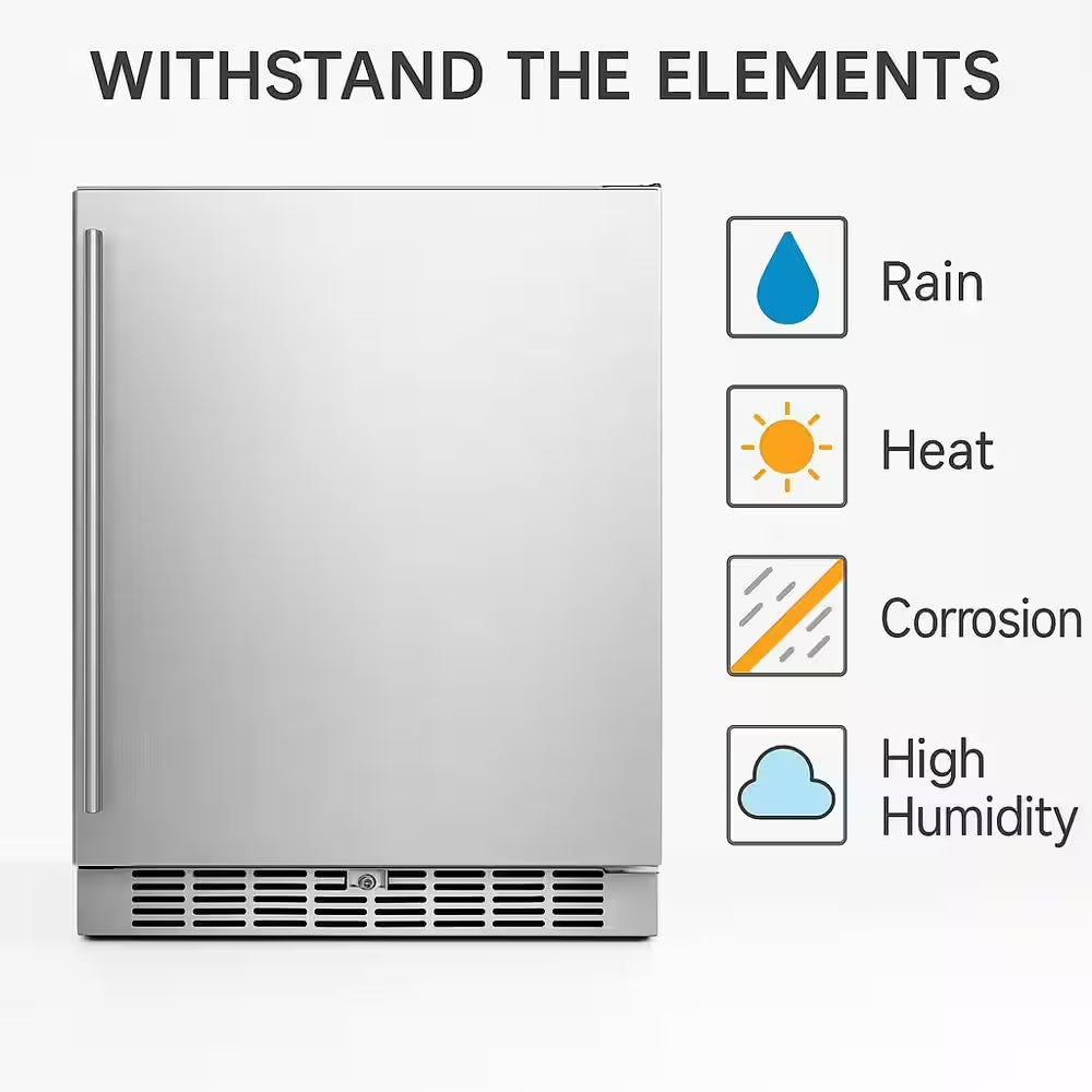 24 In. 5.6 Cu. Ft. Built-In Outdoor Refrigerator in Stainless Steel