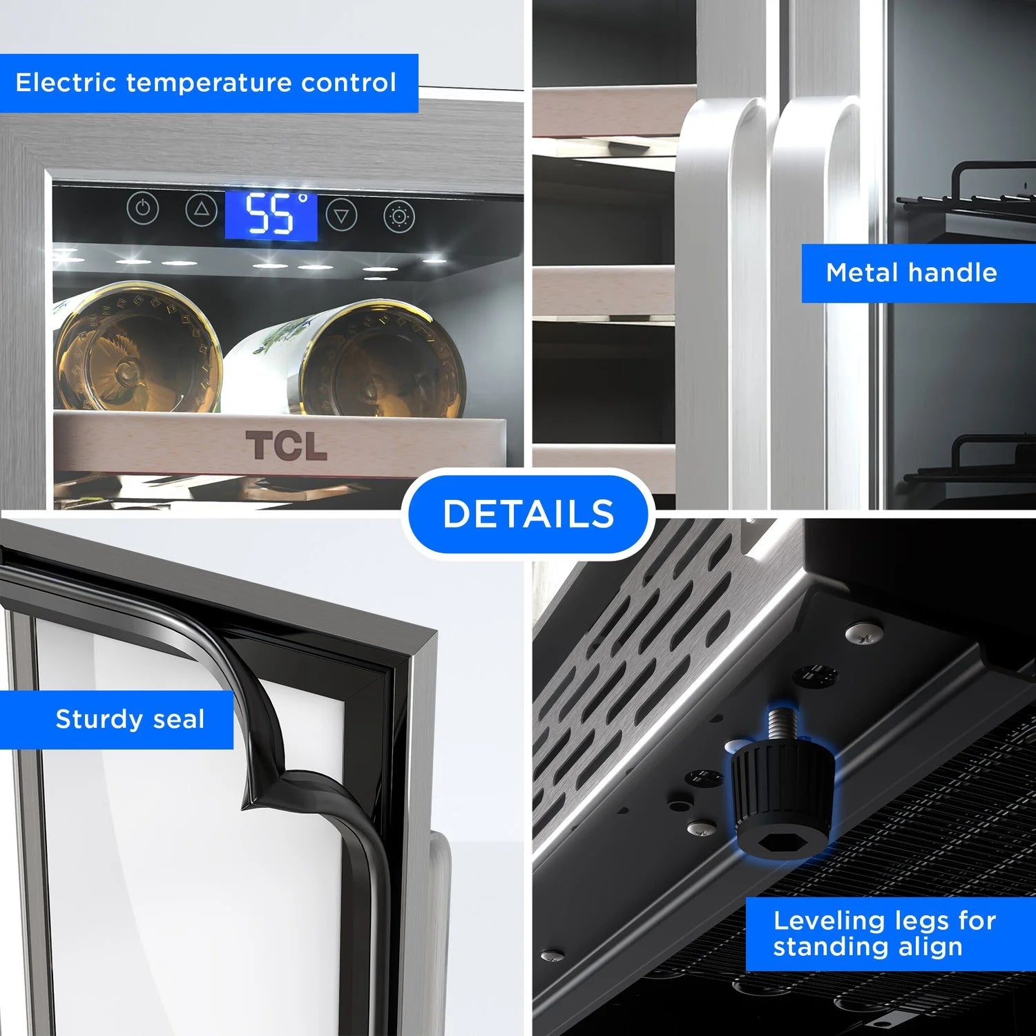 Stainless Steel Double Door 20 Bottle 78 Can Dual Zone Wine & Beverage Cooler, 5.3 Cu. Ft.