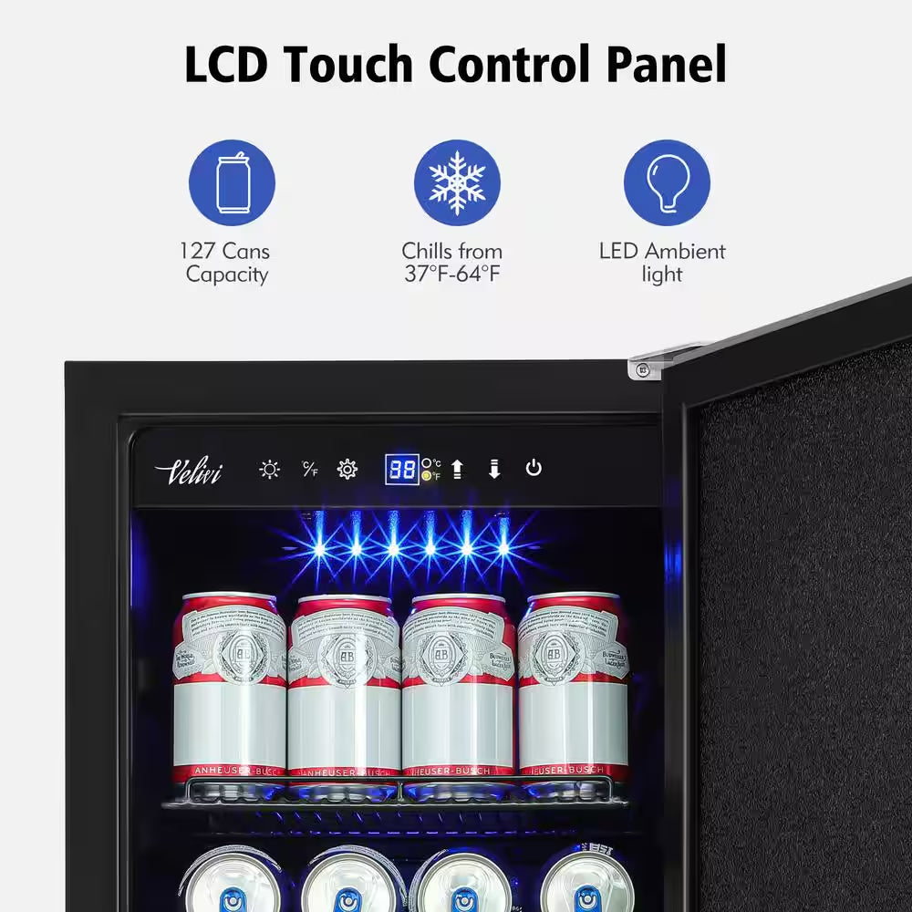 15 In. 3.53 Cu. Ft. 127 Cans Built-In Outdoor Beverage Cooler and Refrigerator in Stainless Steel