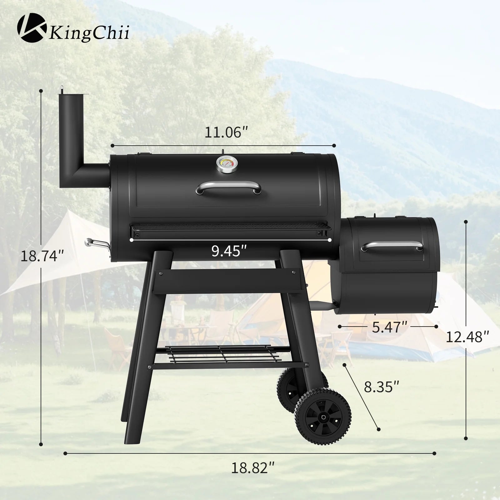 2-in-1 Offset Smoker and Charcoal Grill with 547 Sq. In. Cooking Area