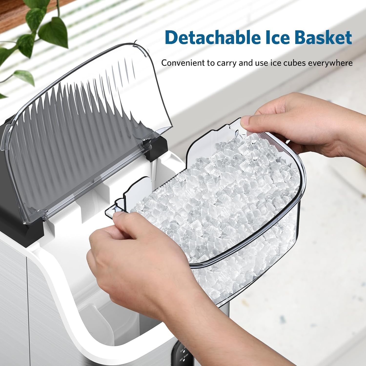 34 lb Countertop Nugget Ice Maker with Automatic Cleaning