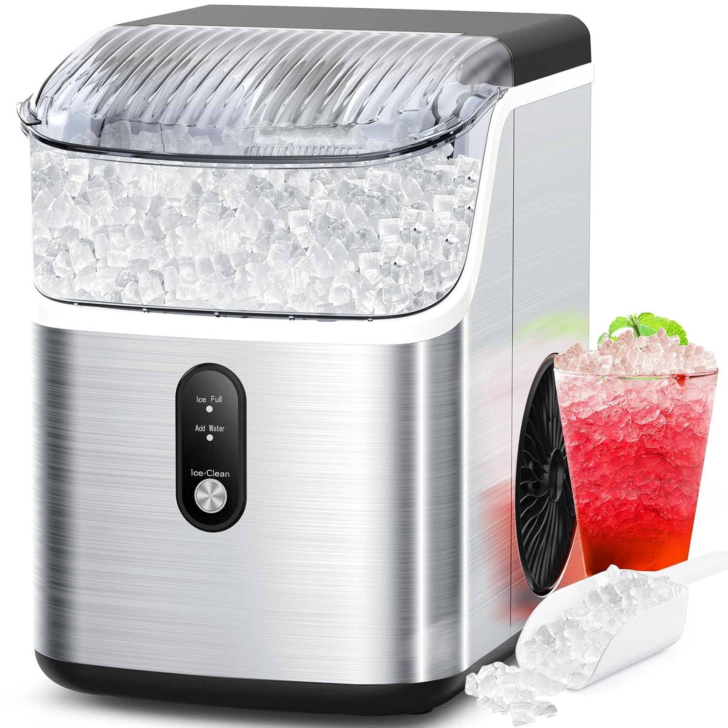 34 lb Countertop Nugget Ice Maker with Automatic Cleaning