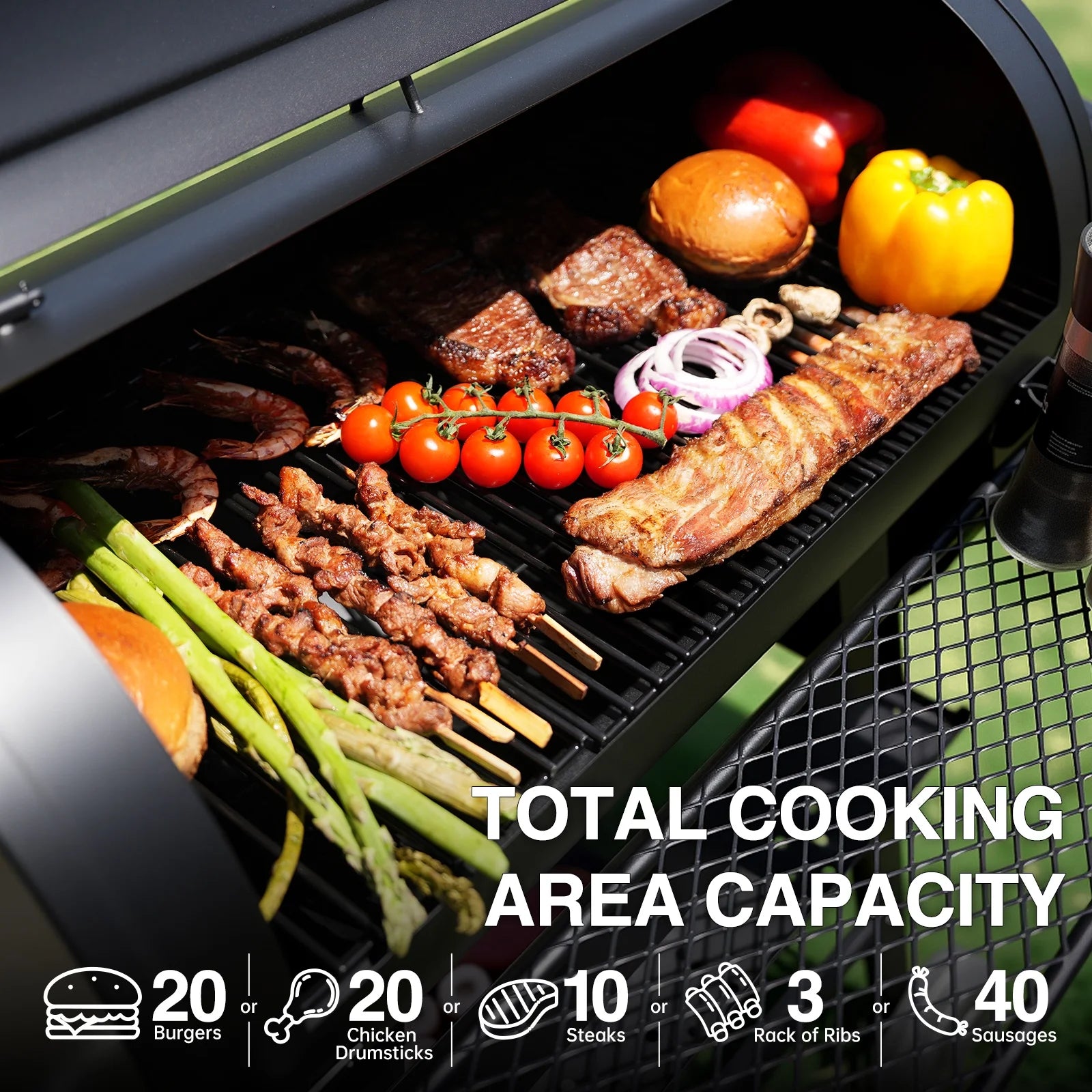 2-in-1 Offset Smoker and Charcoal Grill with 547 Sq. In. Cooking Area