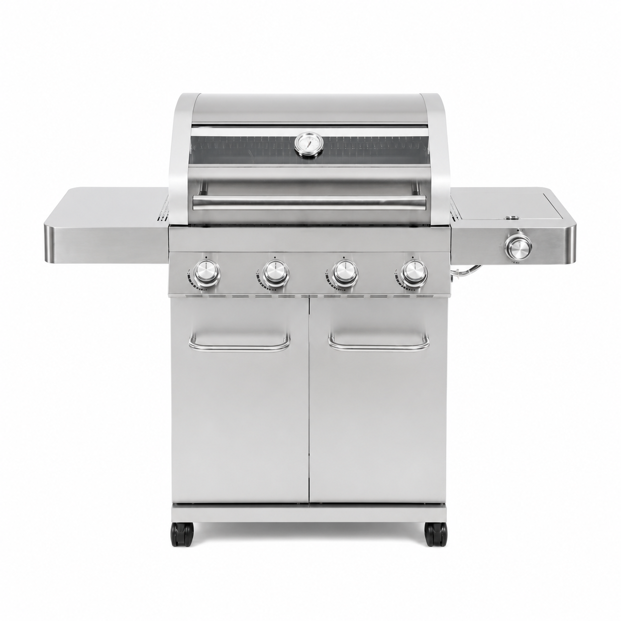 Larger Convertible 4 Burner Natural Gas Grill Stainless Steel Cabinet Style Propane Grills, LED Controls,Side Burner(Without Conversion Kit)