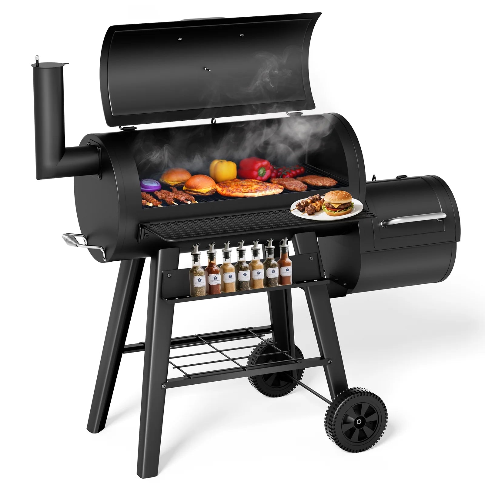 2-in-1 Offset Smoker and Charcoal Grill with 547 Sq. In. Cooking Area
