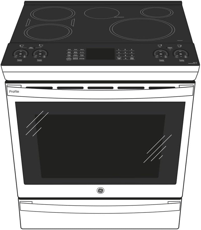 GE Profile PHS930YPFS 30 Smart Slide Electric Front Control Induction and Convection Range with 5.3 Cu. Ft. Capacity Glide Touch Controls Wi-Fi Connect Stainless Steel