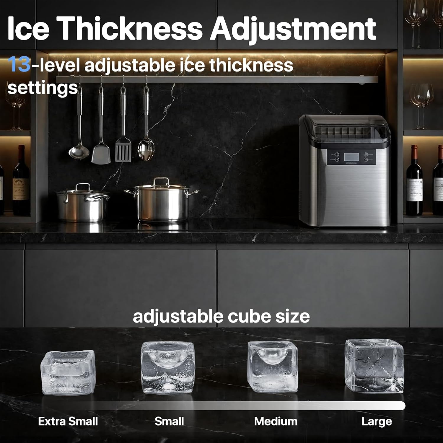 Nugget Ice Makers Countertop,44Lbs in 24Hrs, 9 Ice Cubes Ready in 6 Mins 9 Sizes,Auto-Cleaning Ice Makers Portable Ice Machine for Home Kitchen Office Party & Large Families